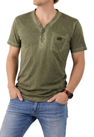 Diesel T-Malayas Herren Henley T-Shirt Khaki