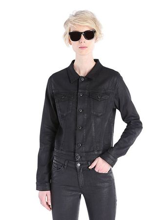 Diesel R-Pesc Giacca Damen Jeansjacke Stretch Schwarz