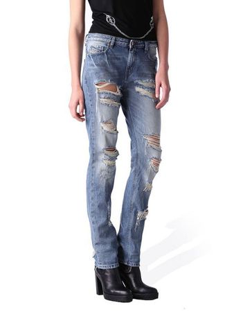 Diesel Rizzo 0846Y Destroyed Damen Jeans Hose Regular Straight