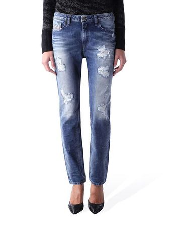 Diesel Rizzo 0848I Destroyed Damen Jeans Hose Slim Straight