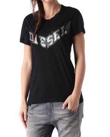 Diesel T-SULLY-EE MAGLIETTA Damen T-Shirt Schwarz