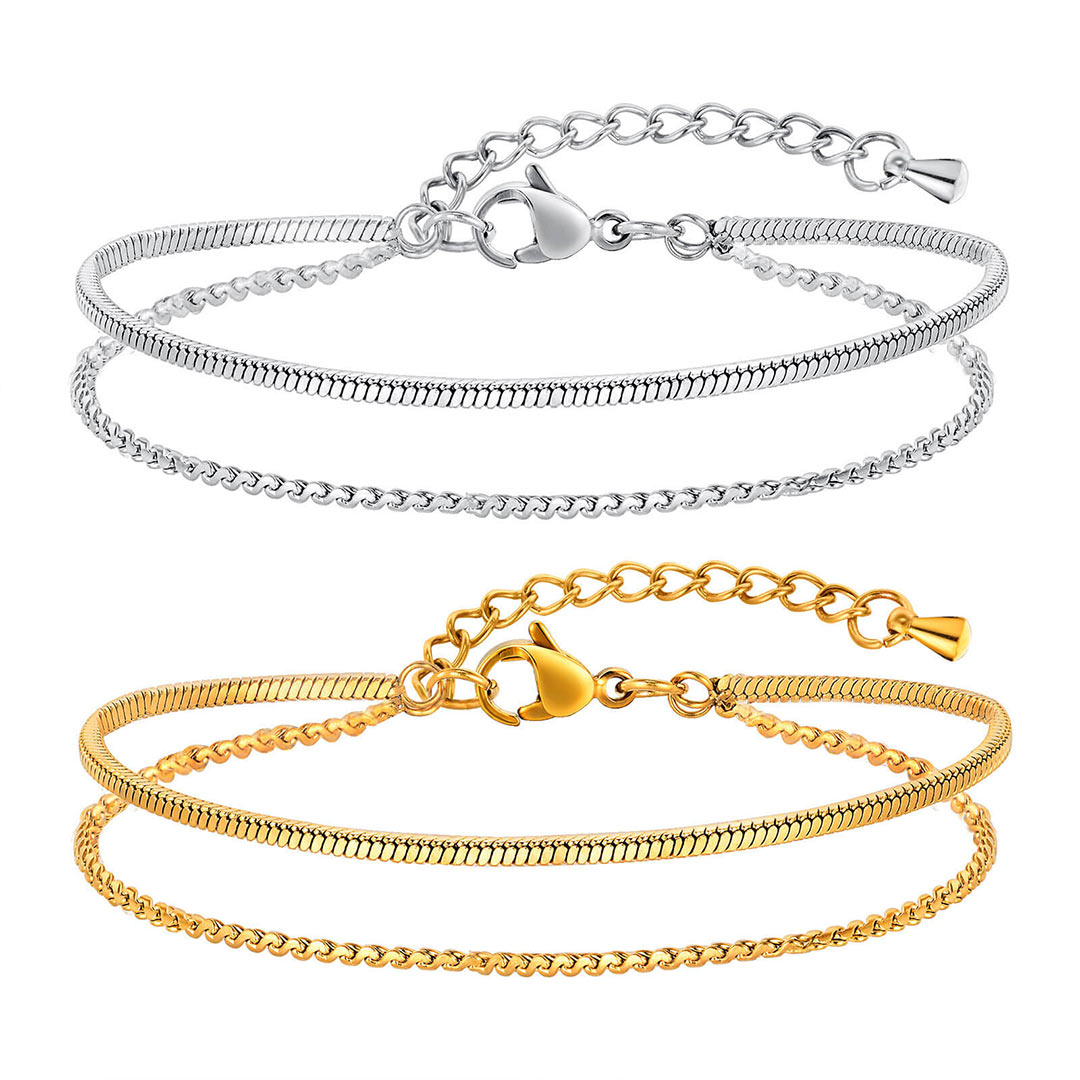 Armband mehrreihig: Armkette aus Edelstahl Schmuck günstig