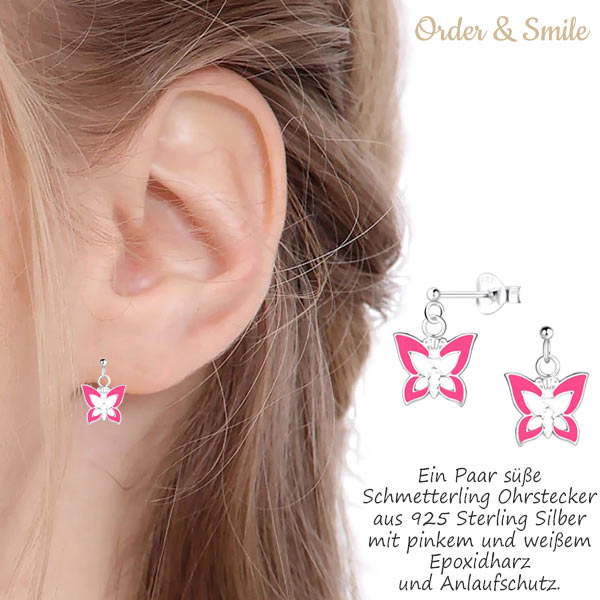 Kinder-Ohrringe: 925 Silber Ohrstecker „Schmetterling“ | Schmuck günstig  online kaufen