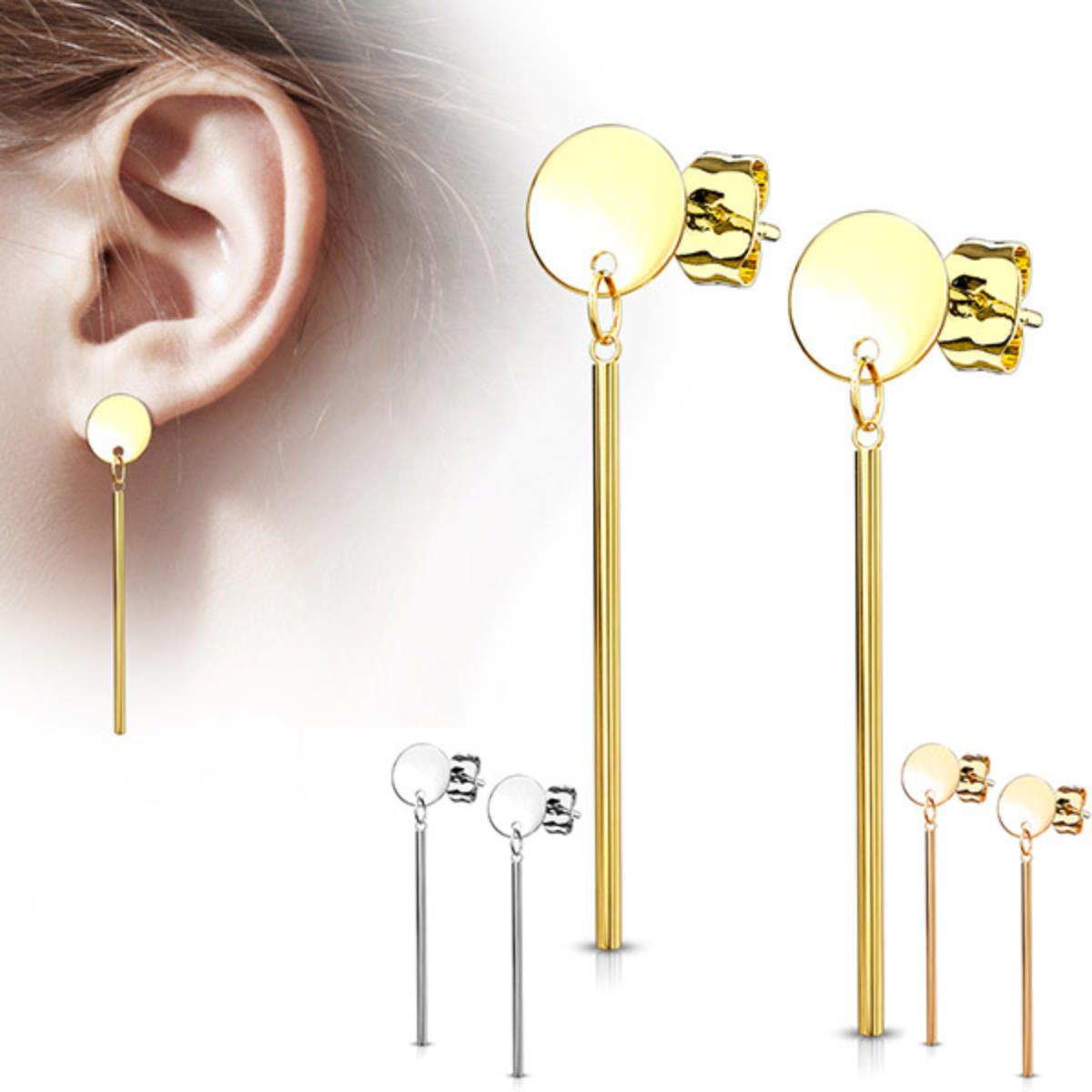 Stab Ohrringe: Runde Ohrstecker Ohrhänger aus Edelstahl Schmuck