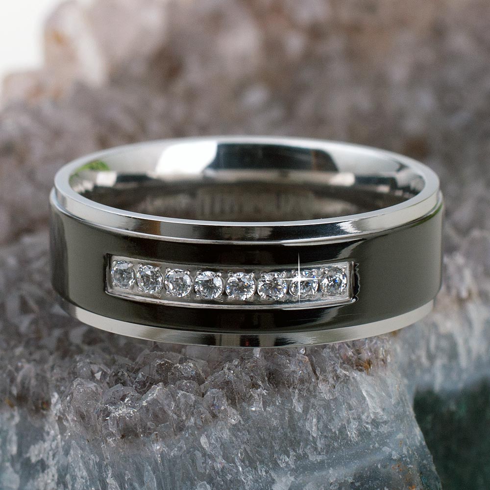 ITRR Damen Ring Schwarz Keramik Silber mit Zirkonia CRBZ-SS03 | Uhrenrudloff