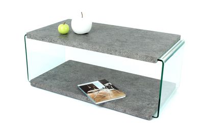 Couchtisch Wohnzimmertisch Glasseiten Stein Optik anthrazit 110x55x44