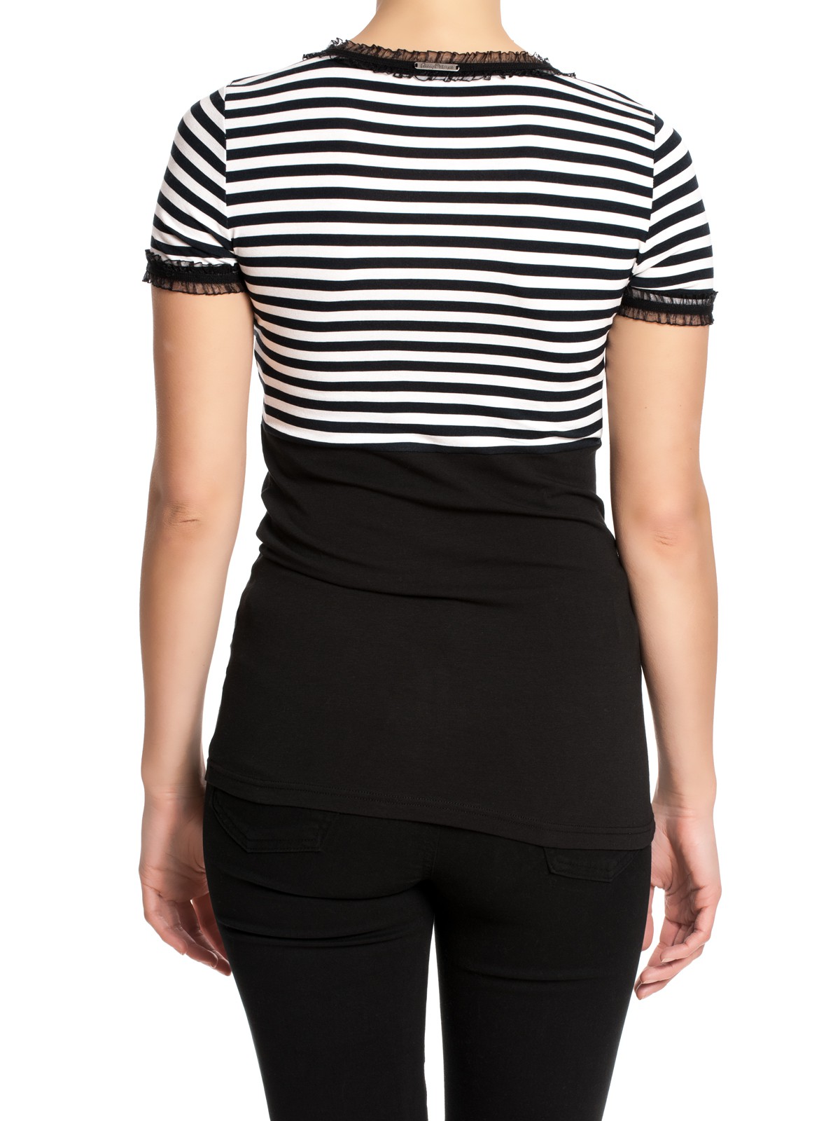 Pussy Deluxe Stripey black/white on black Shirt black/white