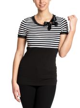Pussy Deluxe Stripey black/white on black Shirt black/white