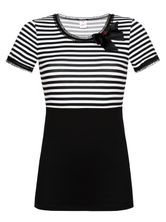 Pussy Deluxe Stripey black/white on black Shirt black/white