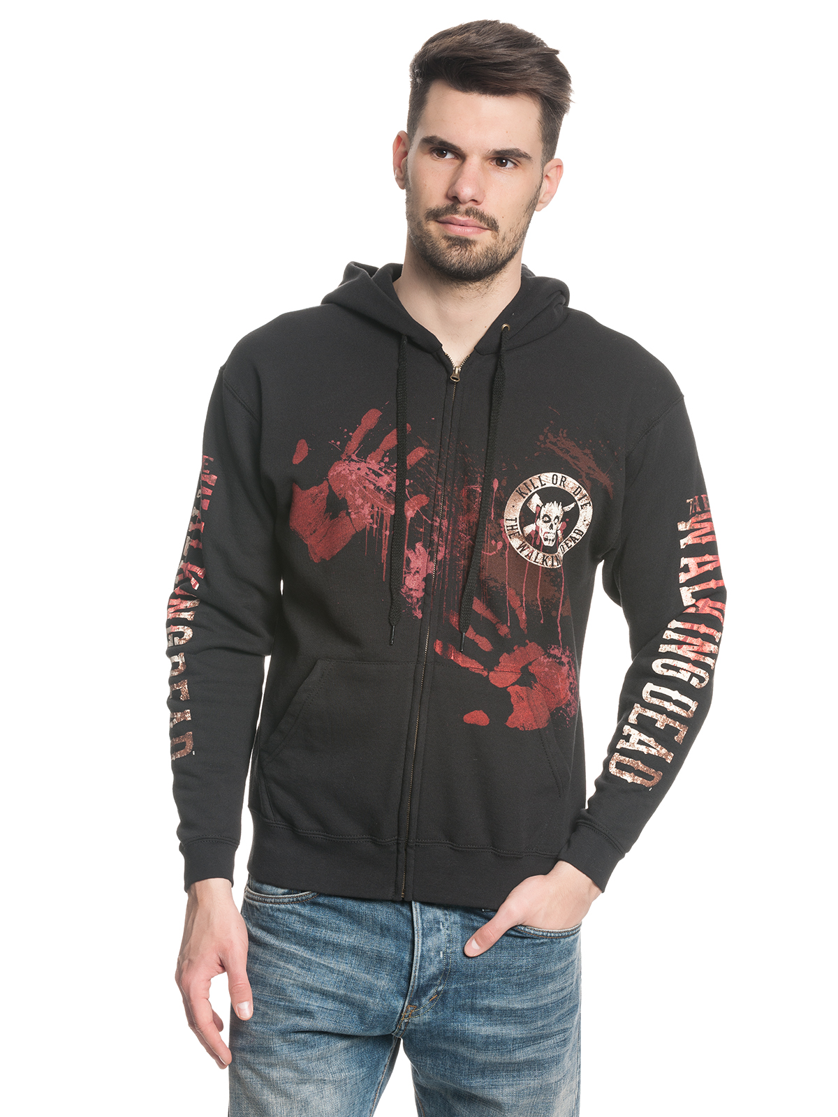 The Walking Dead Kill Or Die Male Zipper Hoodie Black Napo Webshop