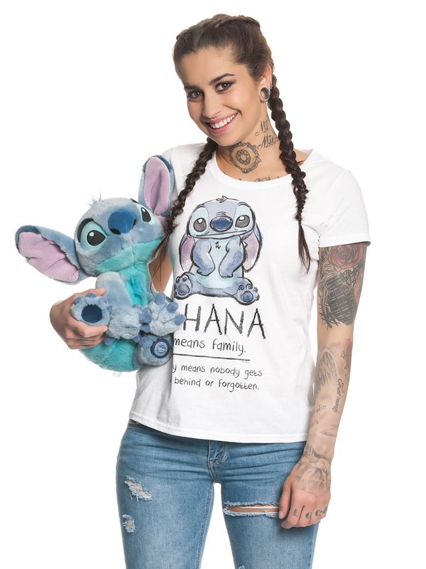 Nastrovje Potsdam Lilo & Stitch Ohana Means Family Damen T-Shirt weiss