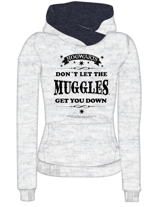 Nastrovje Potsdam Harry Potter Muggles Damen Schalkragenpullover grau meliert