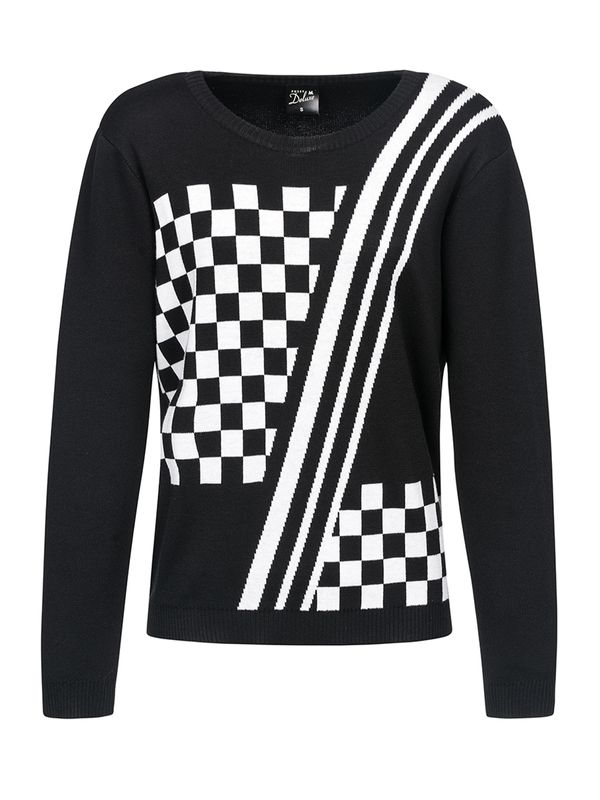 Nastrovje Potsdam Pussy Deluxe Checkered Knit Damen Strickpullover schwarz/weiß