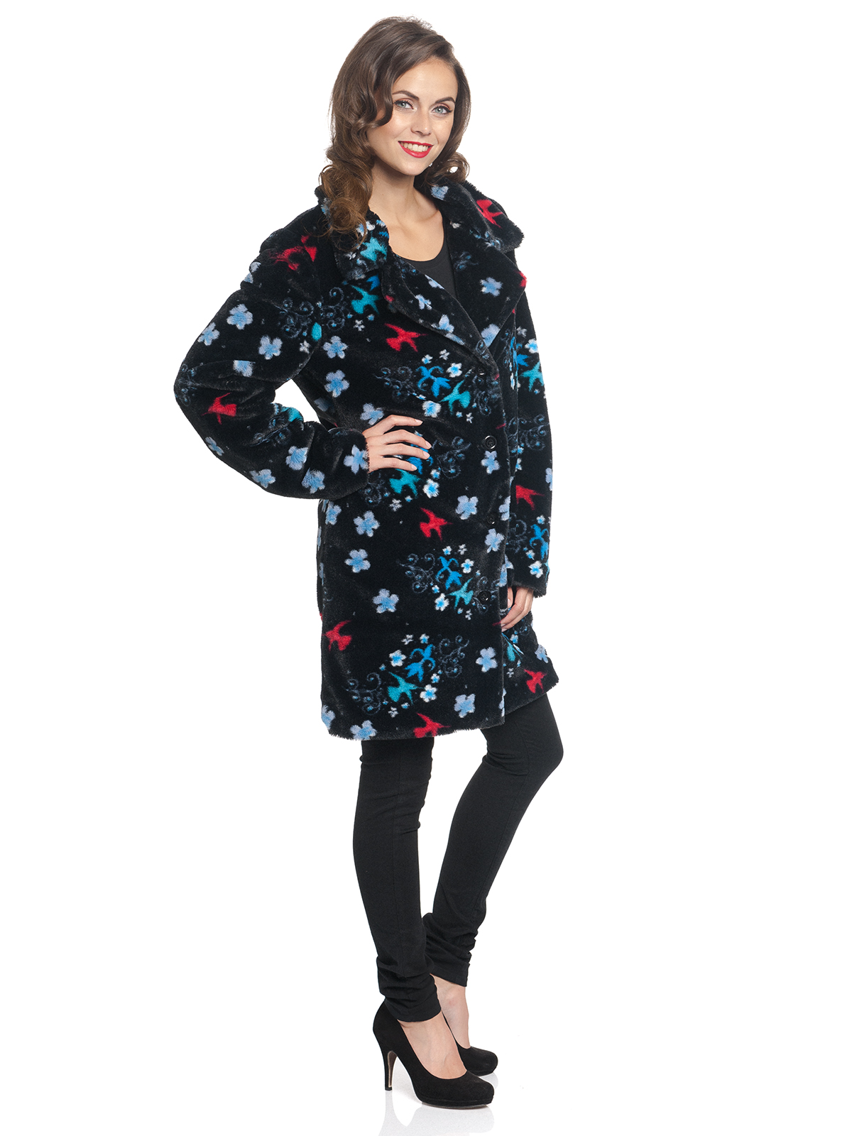 Pussy Deluxe Blossom Coat black alllover