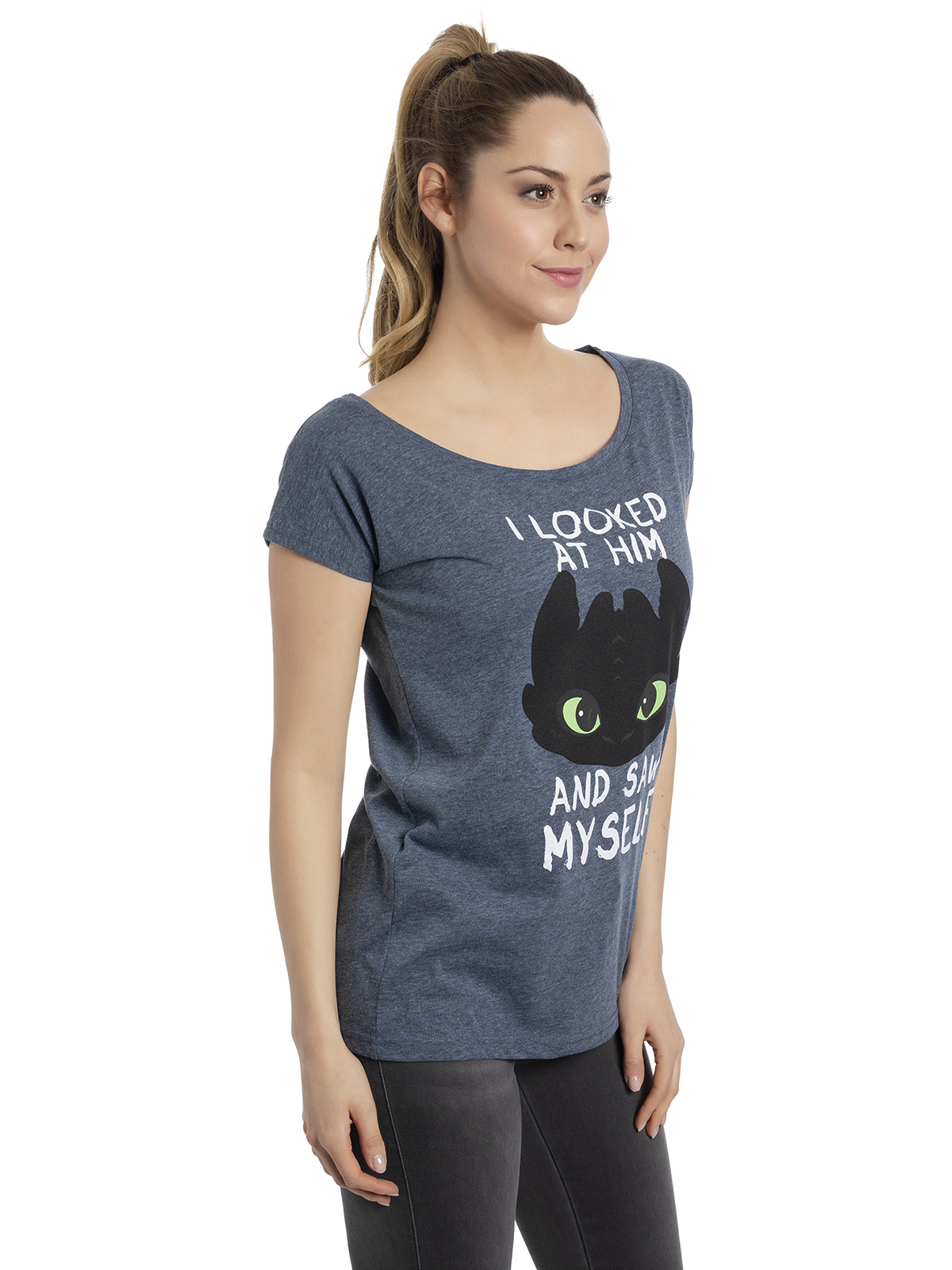 Dragons, Drachenzähmen leicht gemacht Myself Damen Loose-Shirt blau meliert