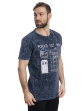 Doctor Who Police Box Blueprint Batik Herren T-Shirt blau