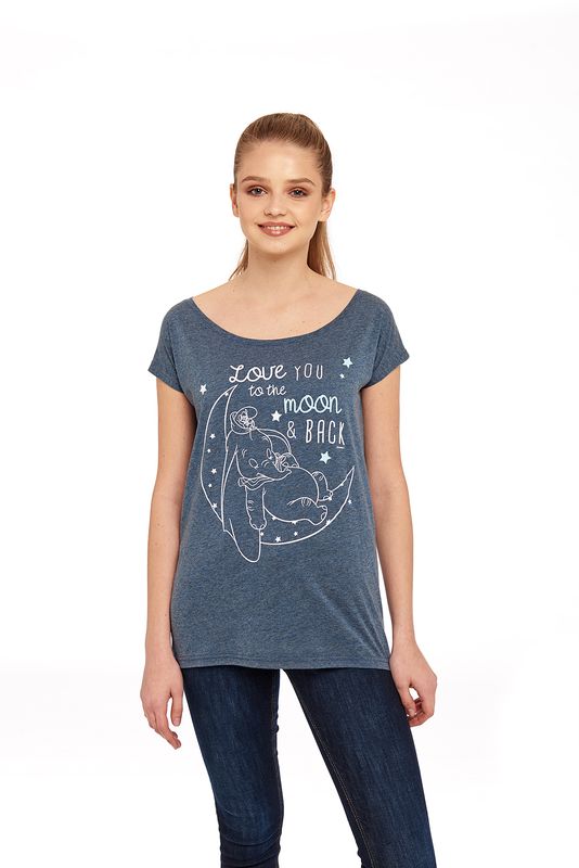 Nastrovje Potsdam Dumbo Love You To The Moon Loose Girl Shirt blau-meliert