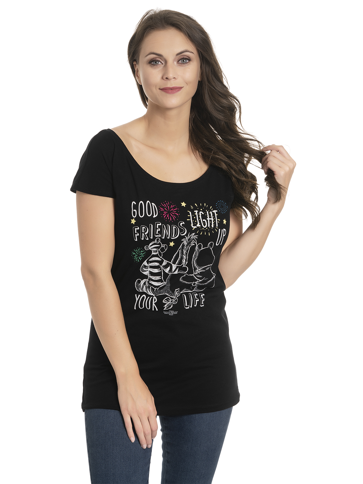 Winnie the Pooh Good Friends Damen Loose-Shirt schwarz günstig online kaufen