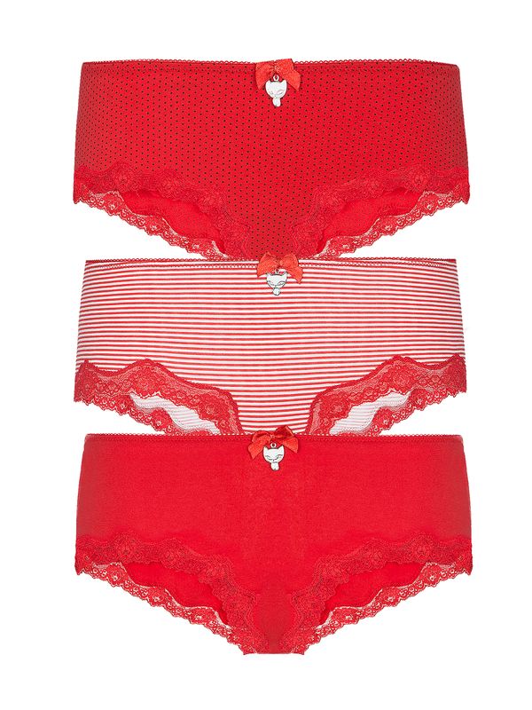 Nastrovje Potsdam Pussy Deluxe 3er Set Hipster Damen Hipster-Set rot allover