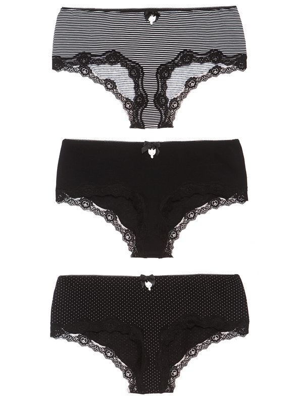 Nastrovje Potsdam Pussy Deluxe 3er Set Damen Hipster-Set schwarz allover