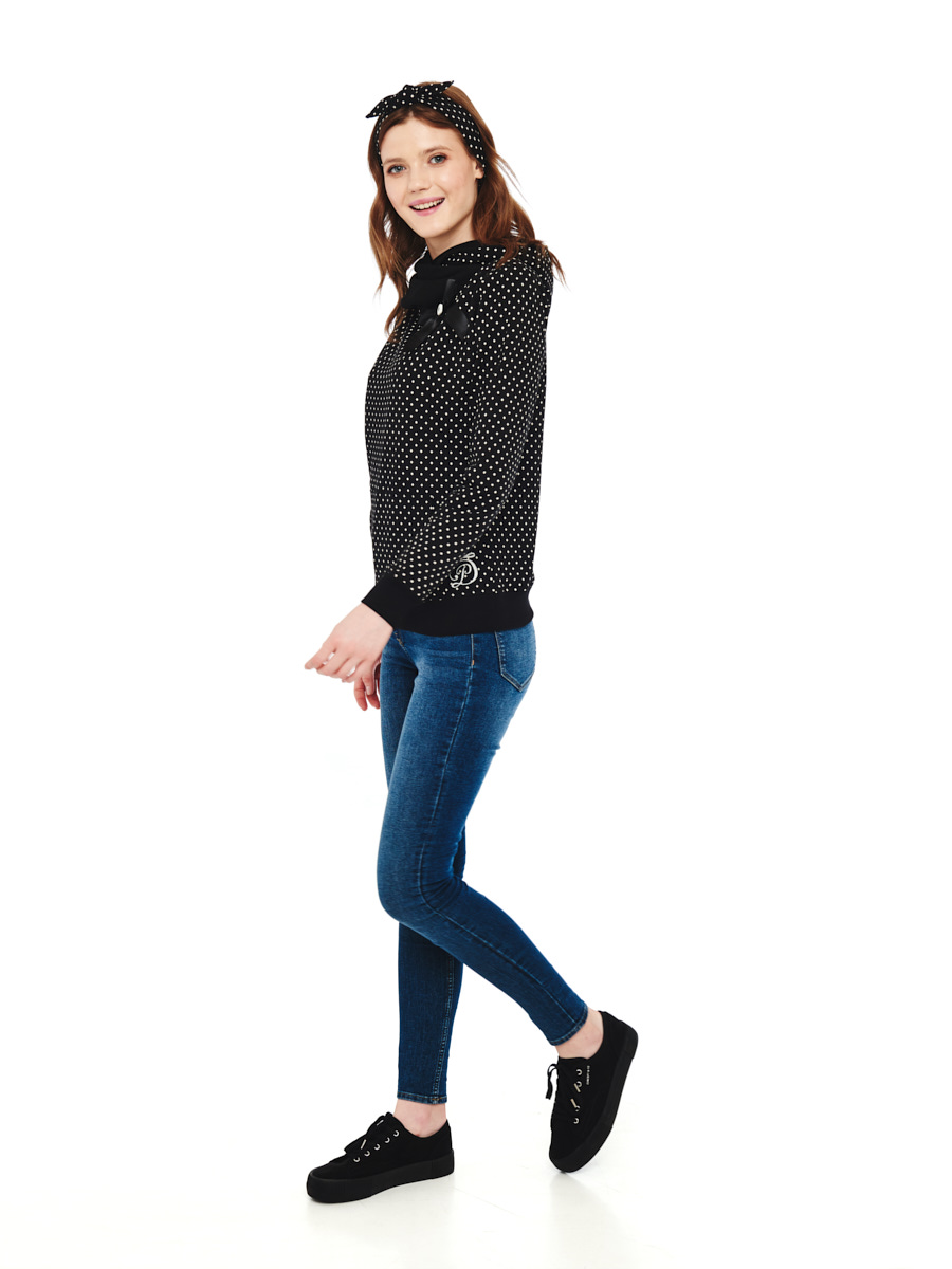 Pussy Deluxe Dots Shawl Damen Schalkragenpullover schwarz
