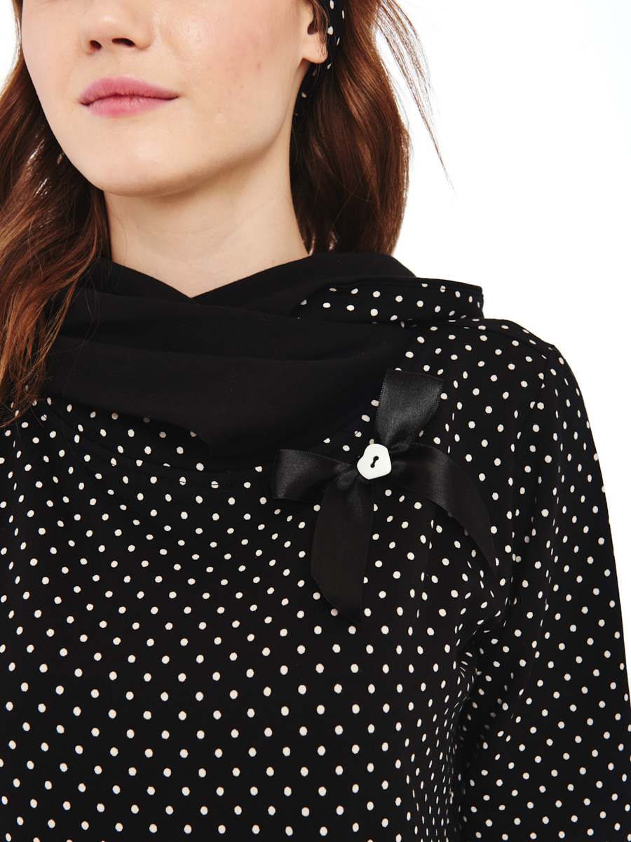 Pussy Deluxe Dots Shawl Damen Schalkragenpullover schwarz