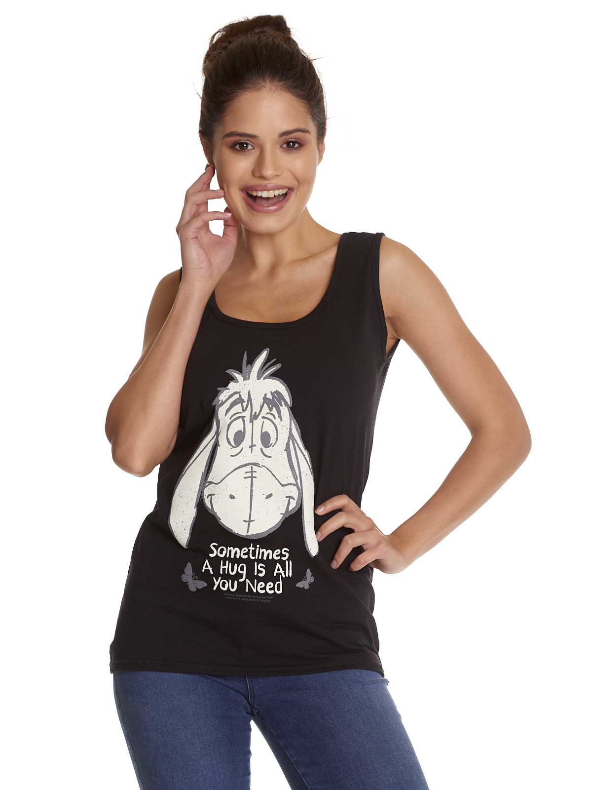 Winnie the Pooh Eeyore Hug Girl Top black