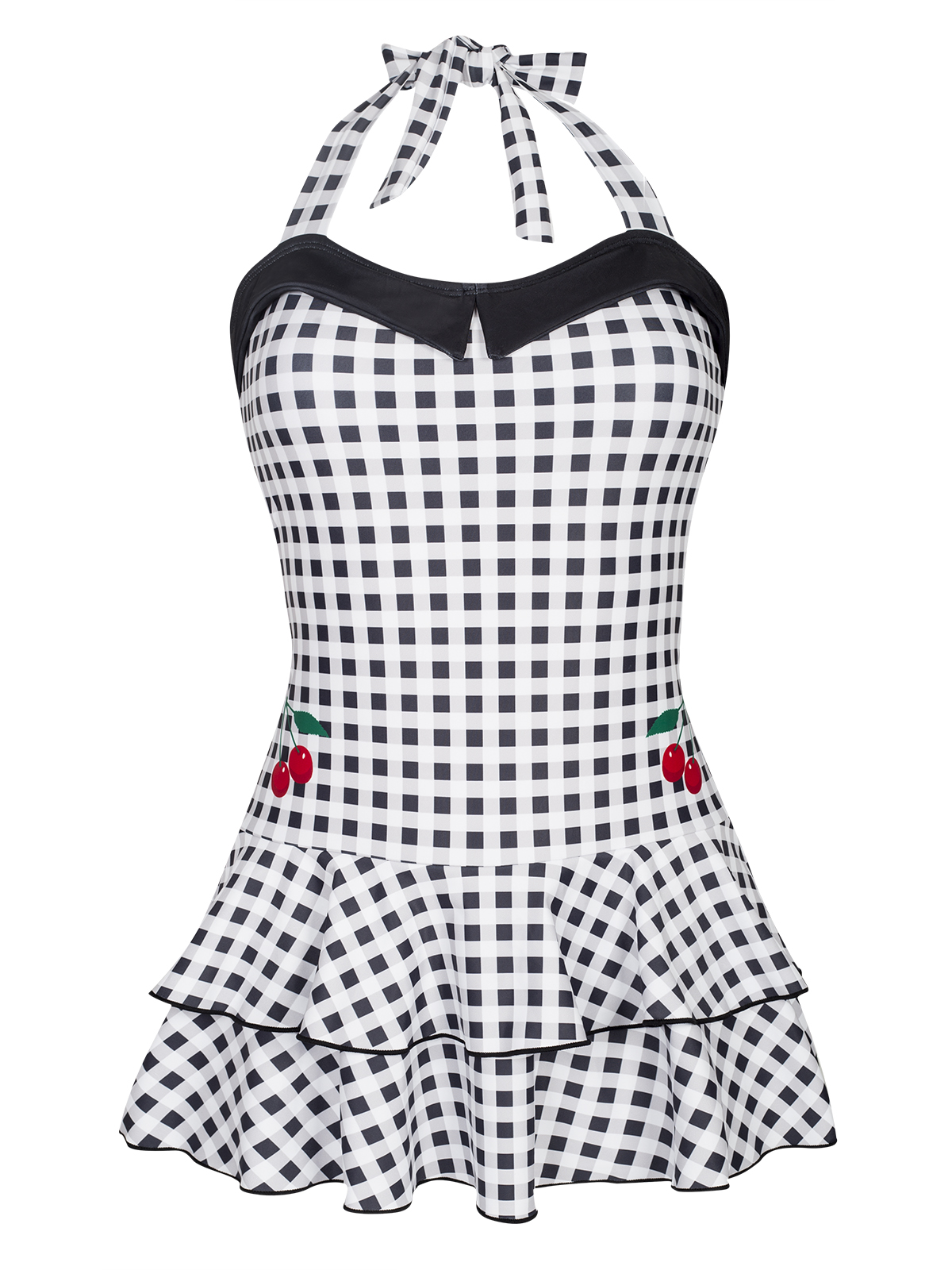 Pussy Deluxe Collar Plaid Swimsuit black white Napo Webshop