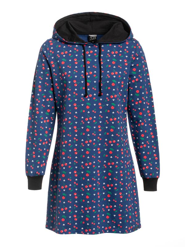 Nastrovje Potsdam Pussy Deluxe Cat Paws & Cherries Damen Sweatkleid blau allover