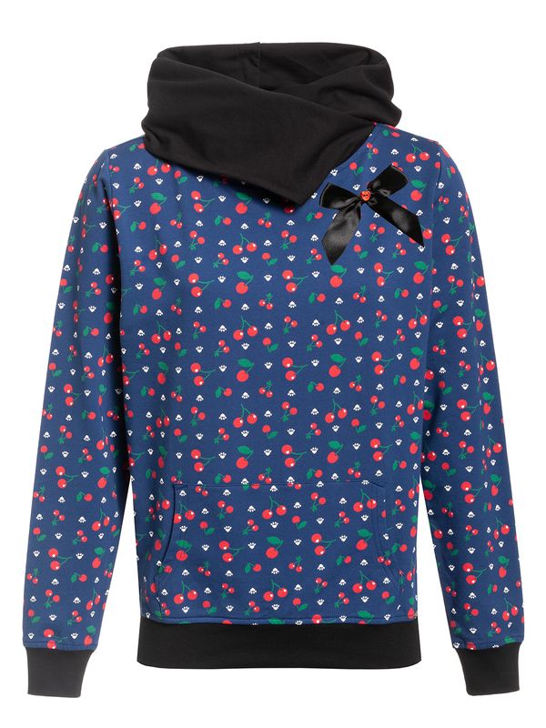 Nastrovje Potsdam Pussy Deluxe Cat Paws & Cherries Damen Schalkragenpullover blau allover