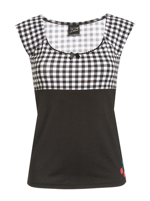 Nastrovje Potsdam Pussy Deluxe Plaid Evie Damen T-Shirt schwarz/weiß