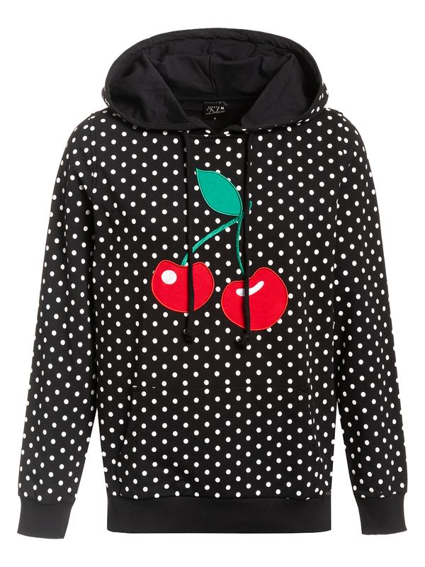 Nastrovje Potsdam Pussy Deluxe Big Cherry Damen Kapuzensweatshirt schwarz allover