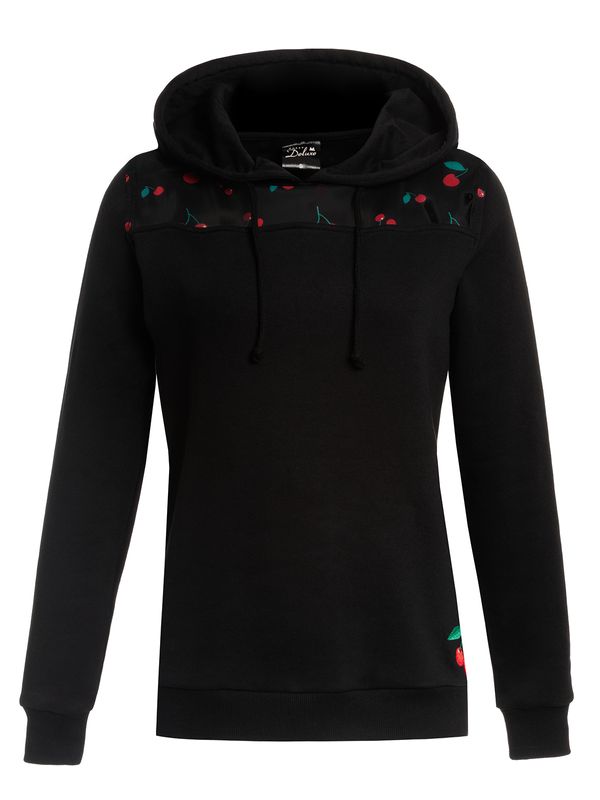 Nastrovje Potsdam Pussy Deluxe Cherries Damen Kapuzensweatshirt schwarz allover