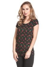 Pussy Deluxe Cherries Damen Loose-Shirt schwarz allover