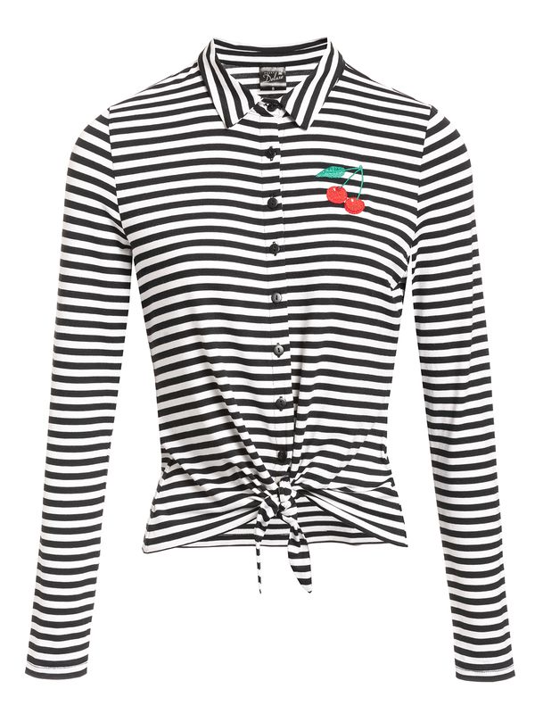 Nastrovje Potsdam Pussy Deluxe Stripes Damen Langarmbluse schwarz/weiß