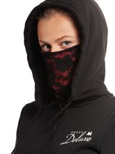 Pussy Deluxe Stay Safe Lace Mask Damen Kapuzensweatjacke schwarz