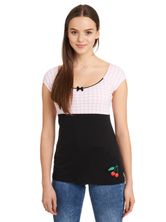 Pussy Deluxe Lightpink Plaid Evie Damen T-Shirt schwarz/lightpink