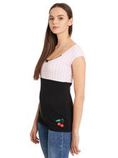 Pussy Deluxe Lightpink Plaid Evie Damen T-Shirt schwarz/lightpink