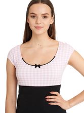 Pussy Deluxe Lightpink Plaid Evie Damen T-Shirt schwarz/lightpink