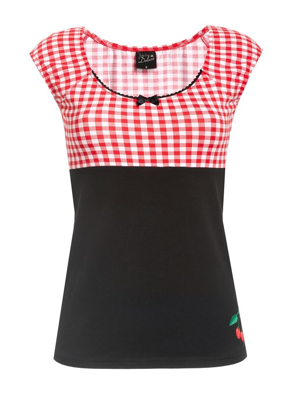 Nastrovje Potsdam Pussy Deluxe Red Plaid Evie Damen T-Shirt schwarz/rot