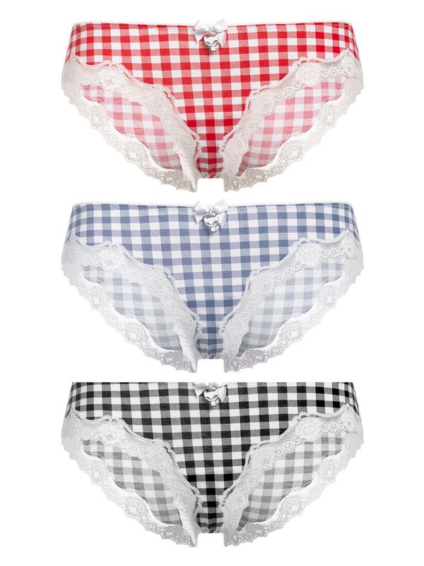 Nastrovje Potsdam Pussy Deluxe Plaid 3er Set Damen Panty-Set mehrfarbig