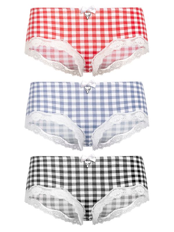 Nastrovje Potsdam Pussy Deluxe Plaid 3er Set Hipster Damen Hipster-Set mehrfarbig