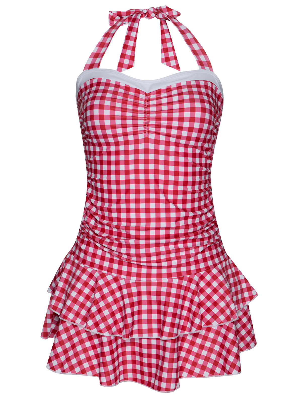 Pussy Deluxe Red Plaid Damen Badeanzug rot allover