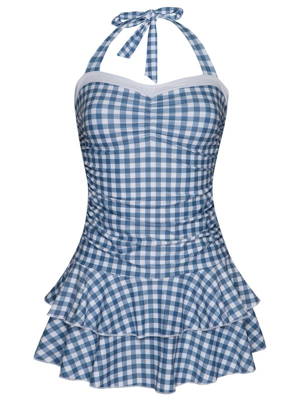 Nastrovje Potsdam Pussy Deluxe Blue Plaid Damen Badeanzug blau allover