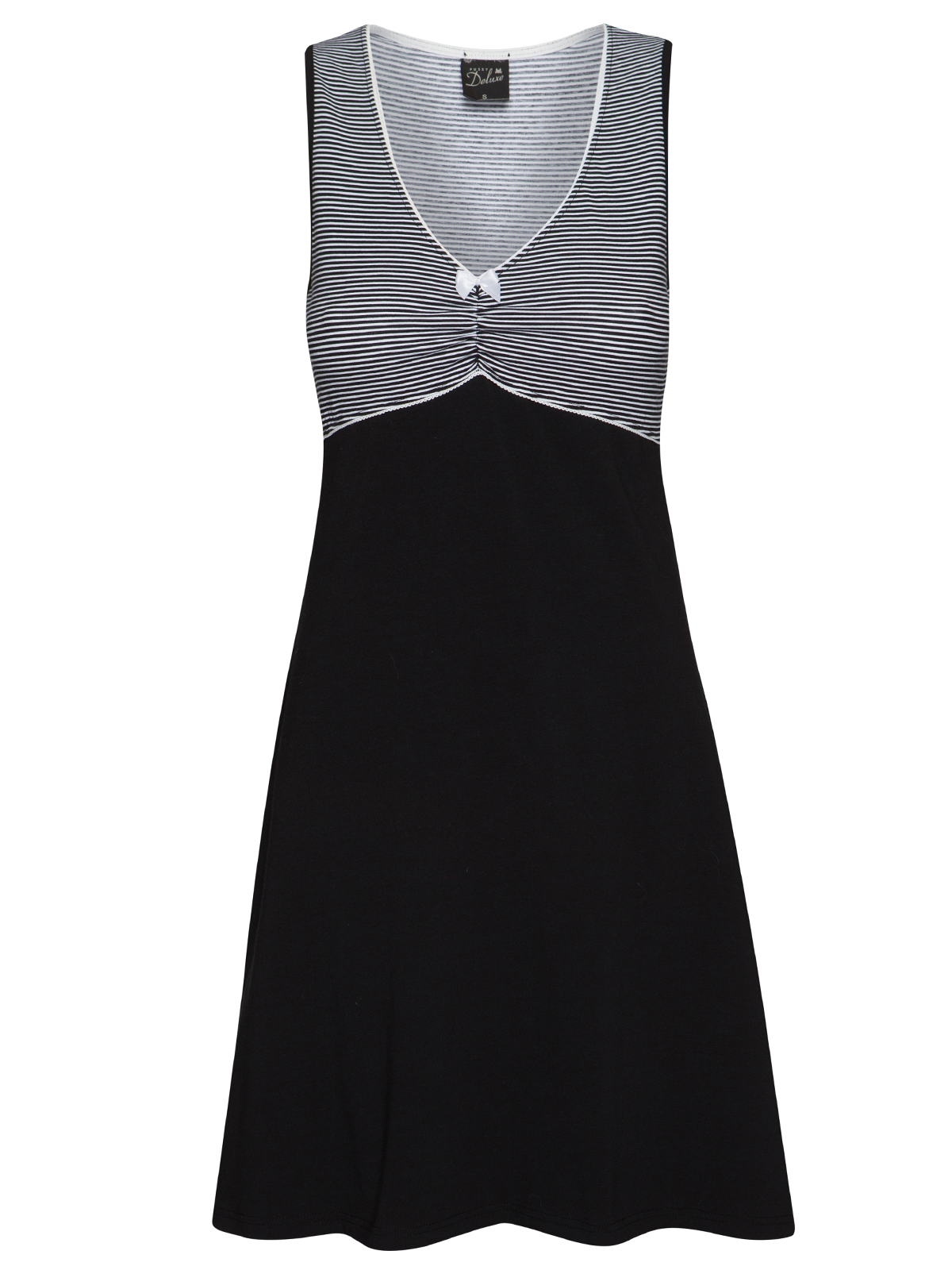 Pussy Deluxe Mini Stripes Damen A-Linien-Kleid schwarz allover