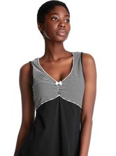 Pussy Deluxe Mini Stripes Damen A-Linien-Kleid schwarz allover