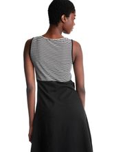 Pussy Deluxe Mini Stripes Damen A-Linien-Kleid schwarz allover