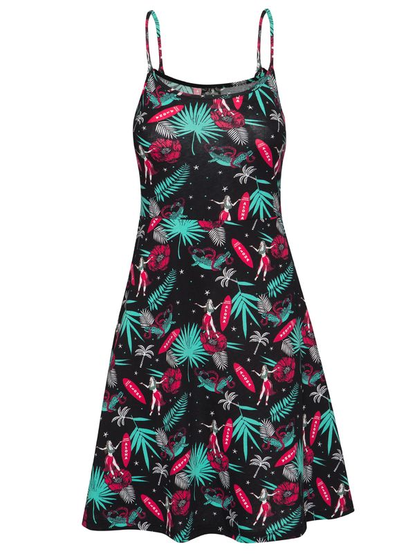 Nastrovje Potsdam Pussy Deluxe Aloha Damen Trägerkleid schwarz/allover