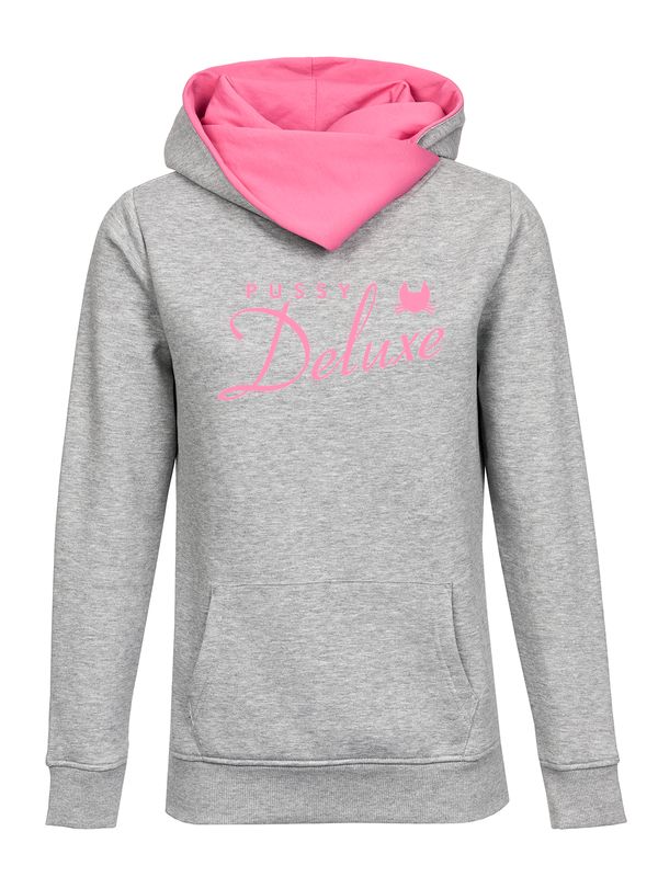 Nastrovje Potsdam Pussy Deluxe Logo Damen Schalkragenpullover grau meliert/pink