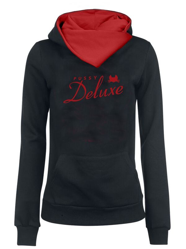 Nastrovje Potsdam Pussy Deluxe Logo Damen Schalkragenpullover schwarz/rot